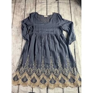 Alter'D State Grey Dress, Gorgeous Lace Trimmed, Size Small